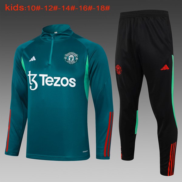 Bambino Felpa Allenamento Manchester United 2024-2025 Verde 3